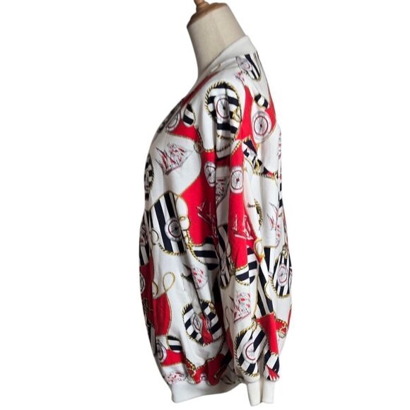 Euro Joy Vintage Red White and Blue Nautical Theme Bomber Style Jacket Plus Size - Picture 5 of 6